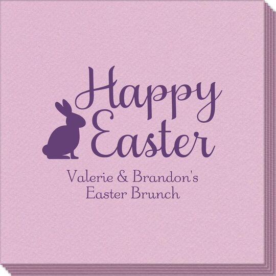 Script Happy Easter Bunny Linen Like Napkins